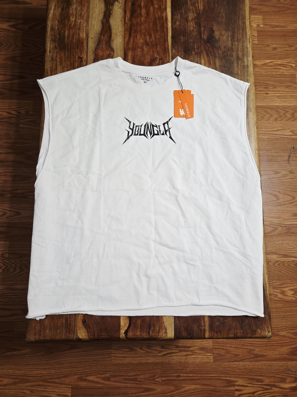 YoungLA Men's "Essential Cut-Offs" Muscle Tank - White - Size XXL
